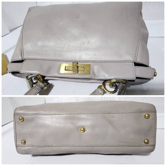 SOLD***Authentic Fendi Leather Peekaboo Satchel Bag Grey - Picture 6 of 15